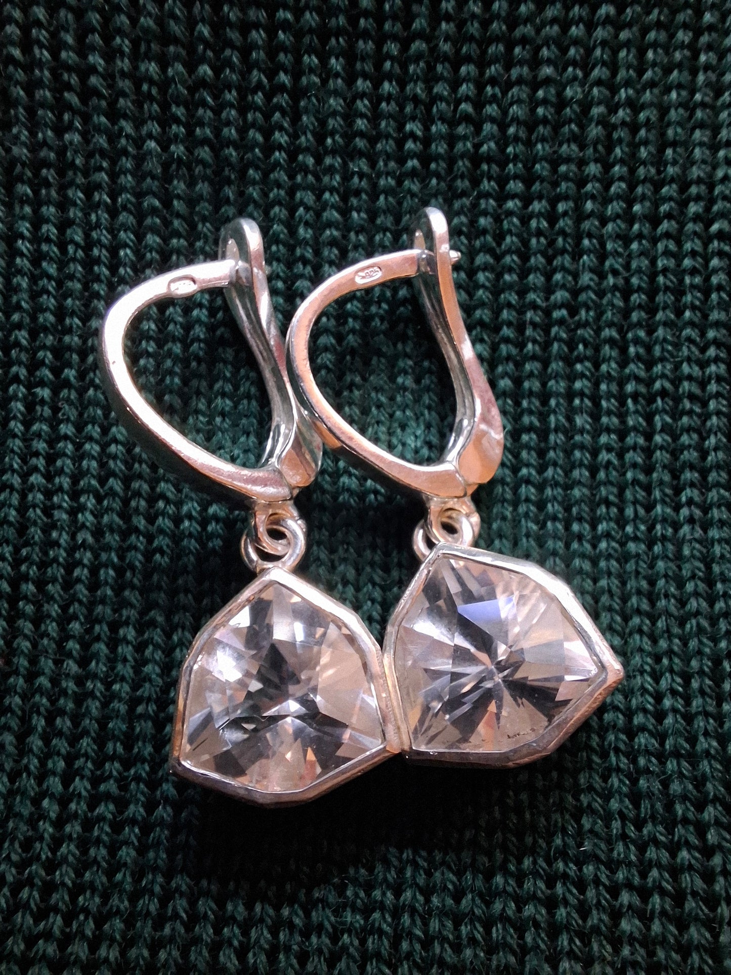 Clear quartz, silver earrings