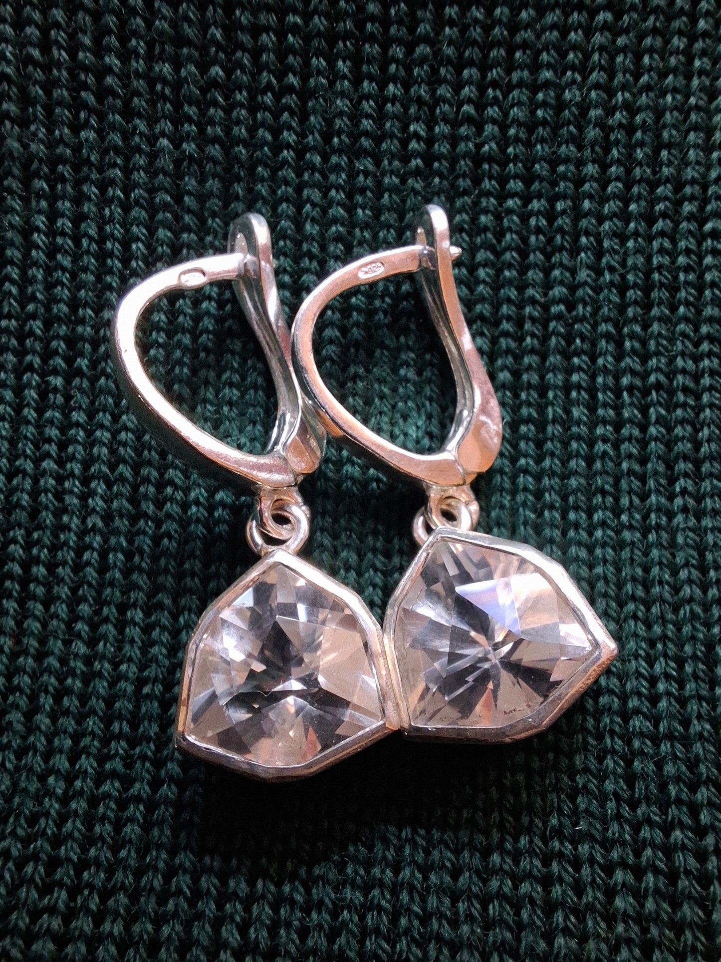 Clear quartz, silver earrings