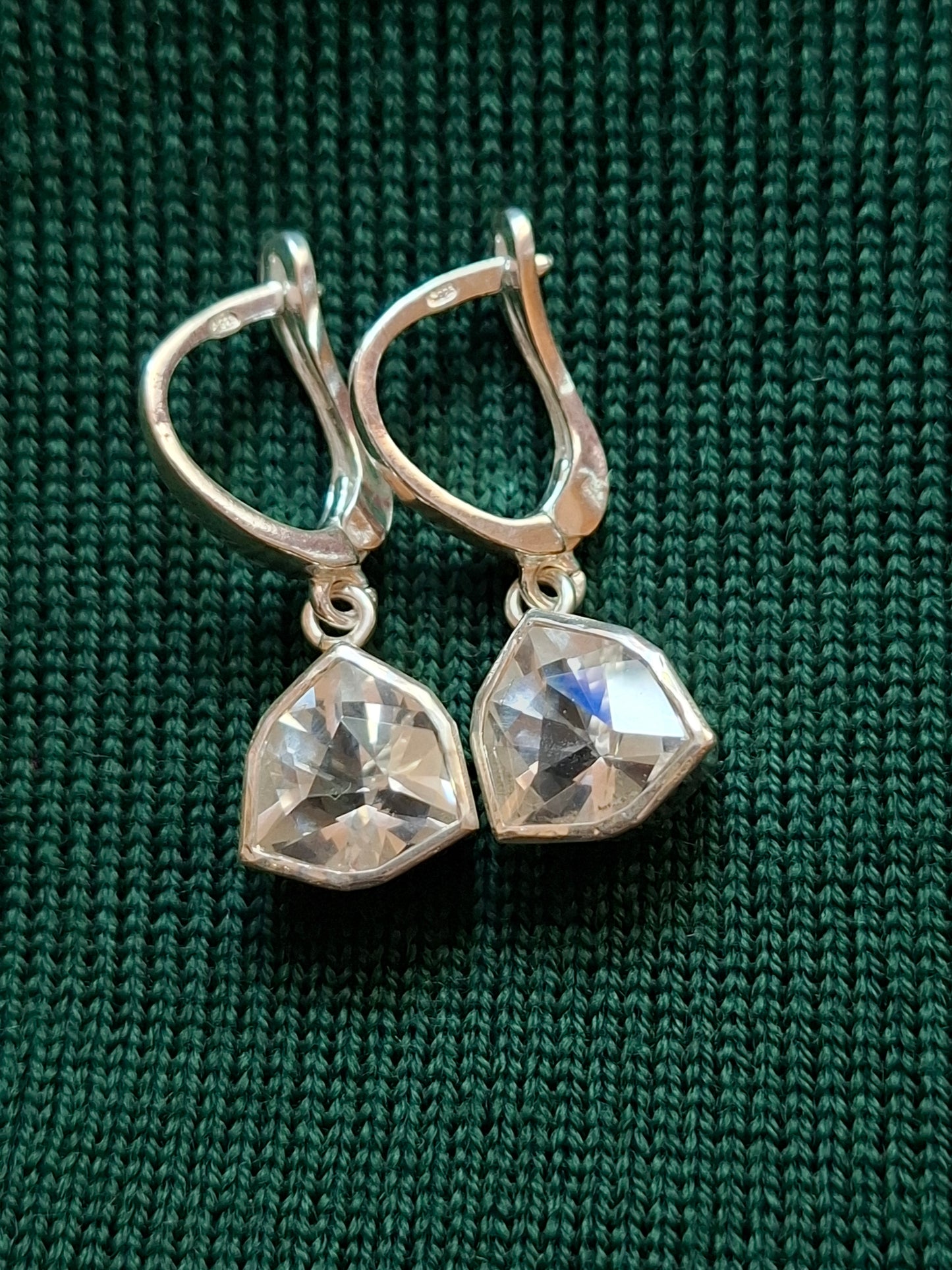 Clear quartz, silver earrings