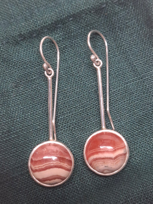 Rodogrozīta, sudraba auskari