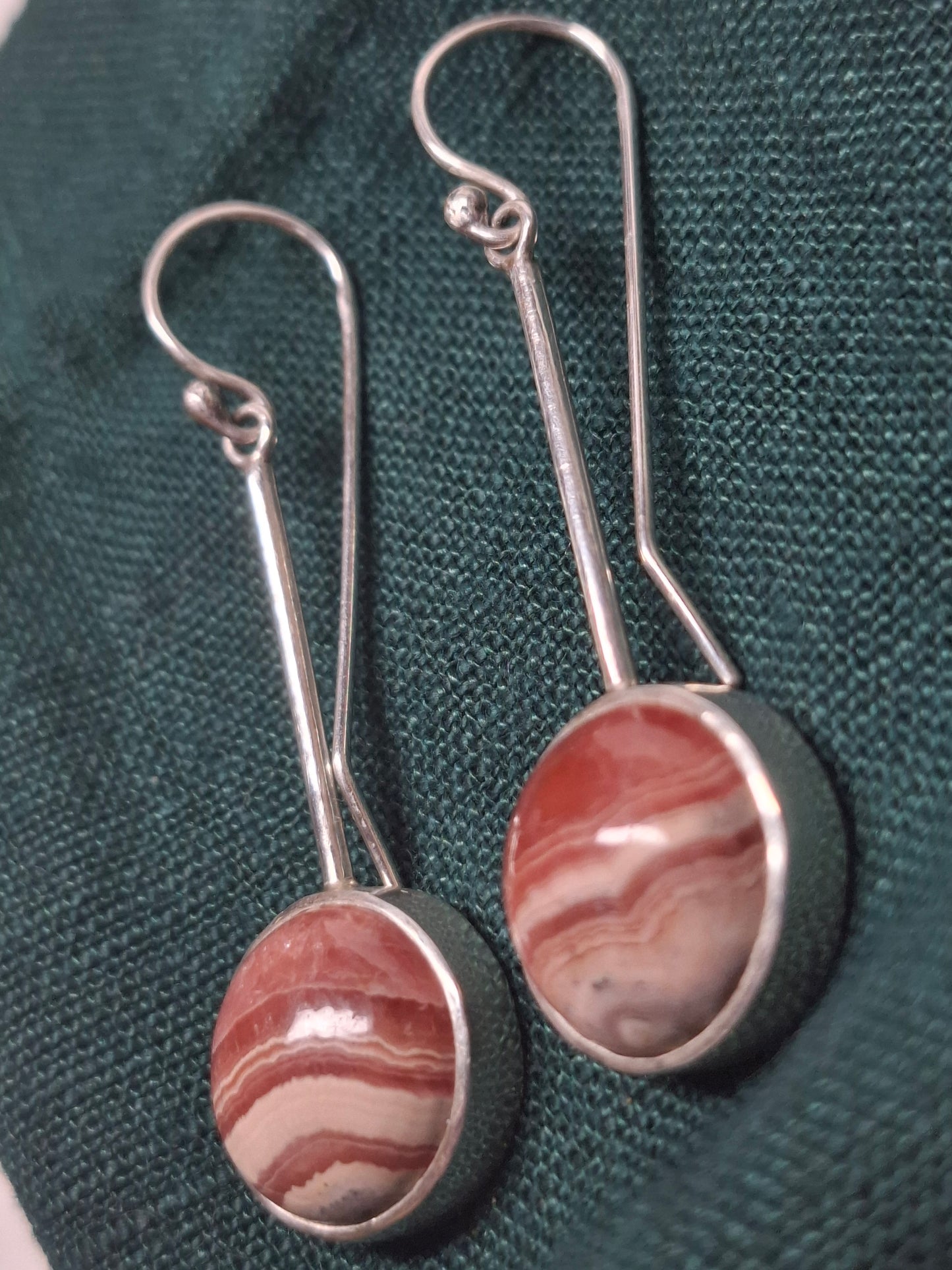 Rodochrozite, silver earrings