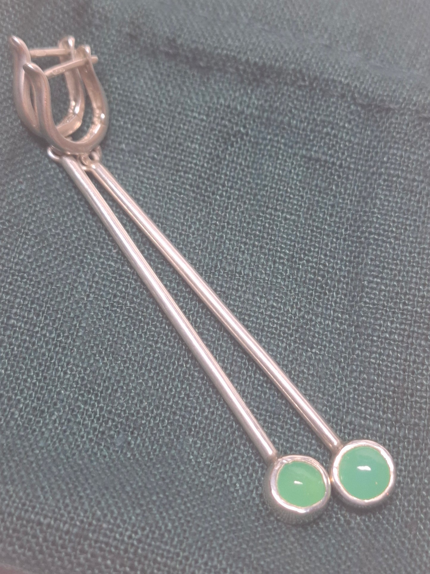 Tanzanian prase opals, silver earrings