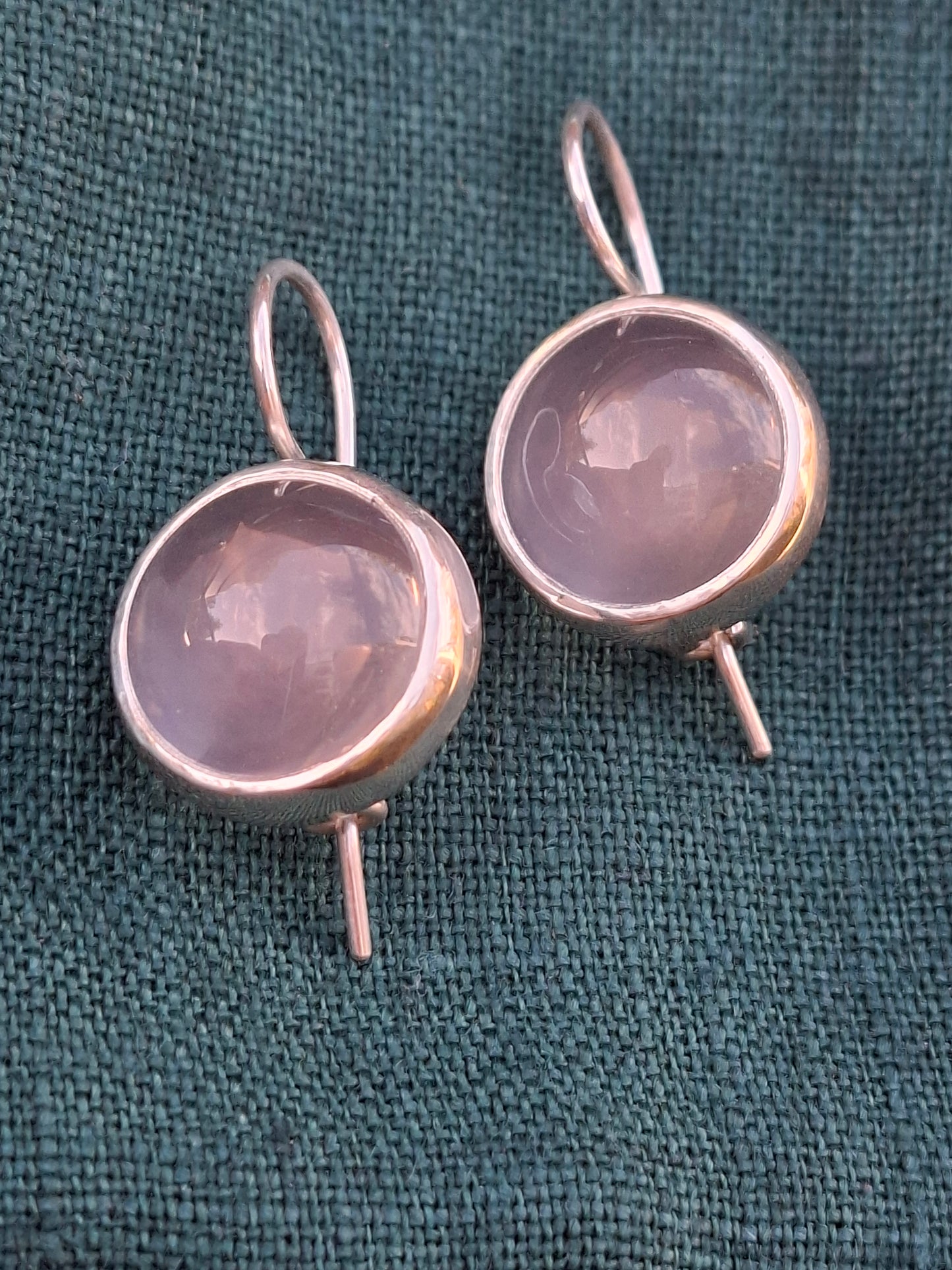 Rose quartz, silver earrings