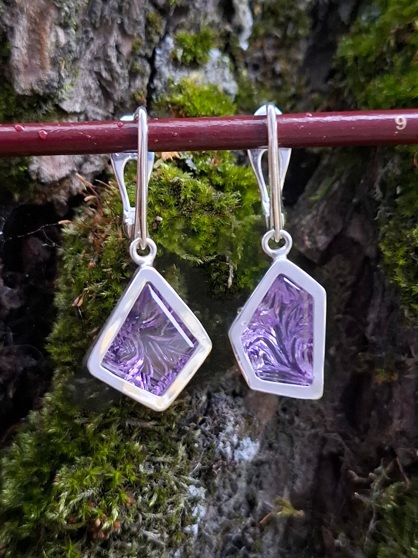 Amethyst, silver earrings