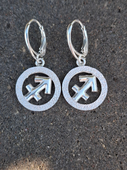 Sagittarius sign silver earrings