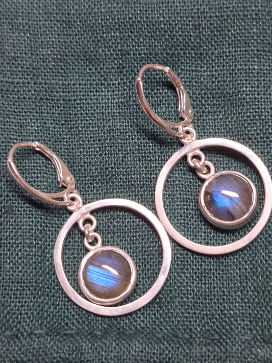 Labradorītu, sudraba auskari