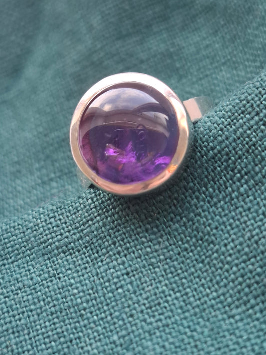 Amethyst, silver ring