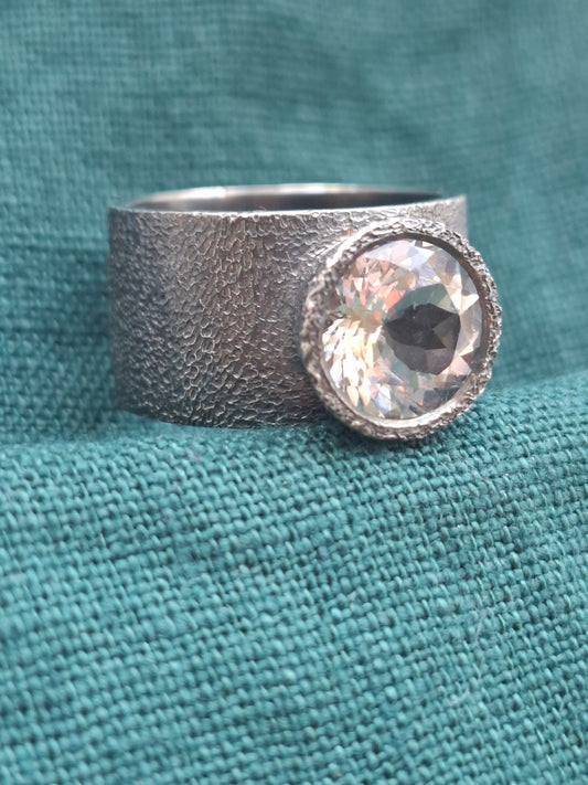 Aquamarine, silver ring