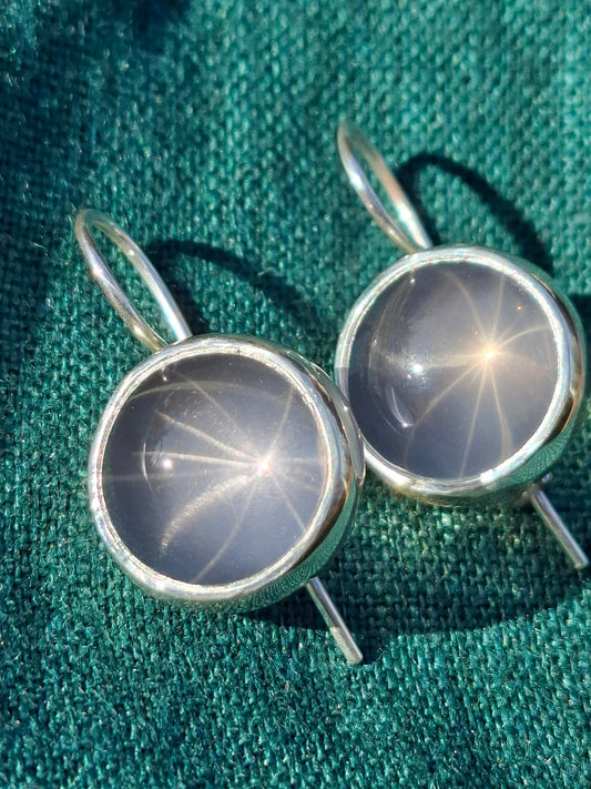 Rose quartz, silver earrings