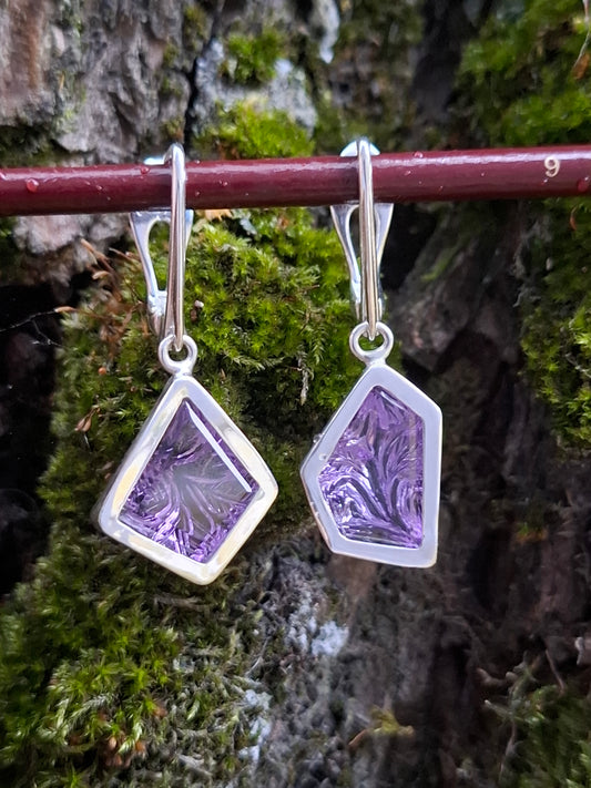 Amethyst, silver earrings