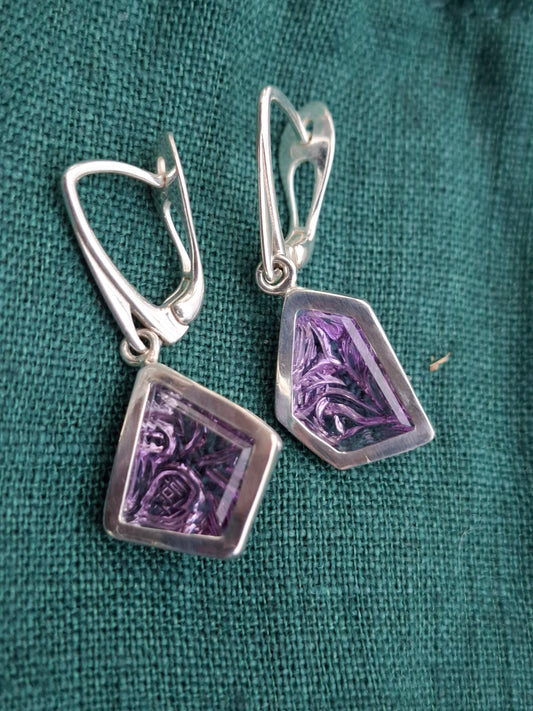 Amethyst, silver earrings