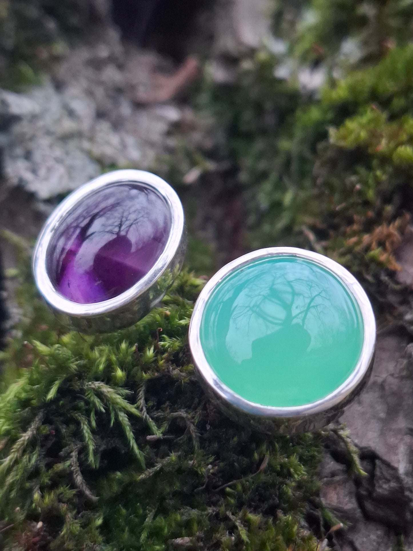 Amethyst, chalcedony, silver ring