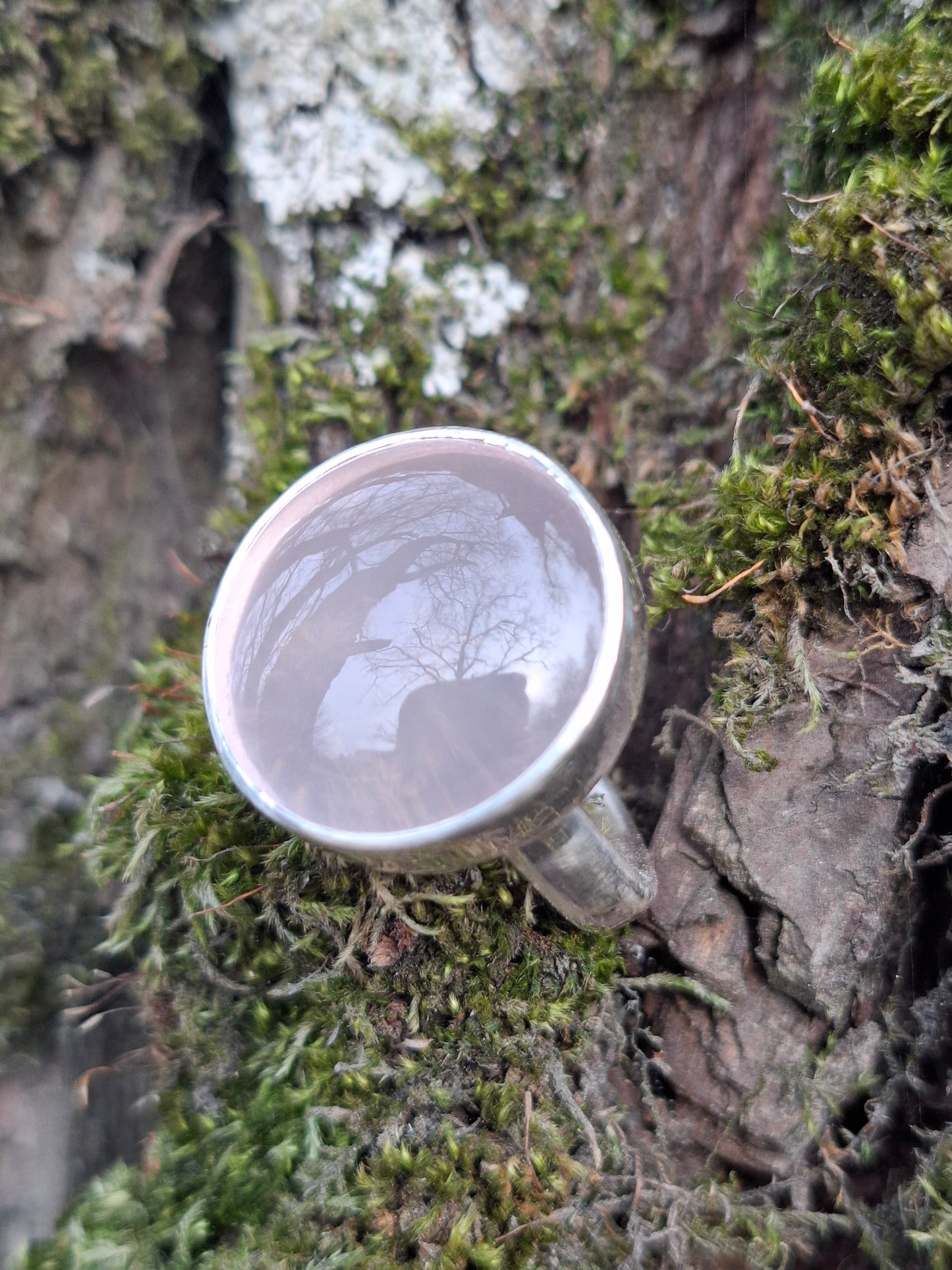 Rose quartz, silver ring